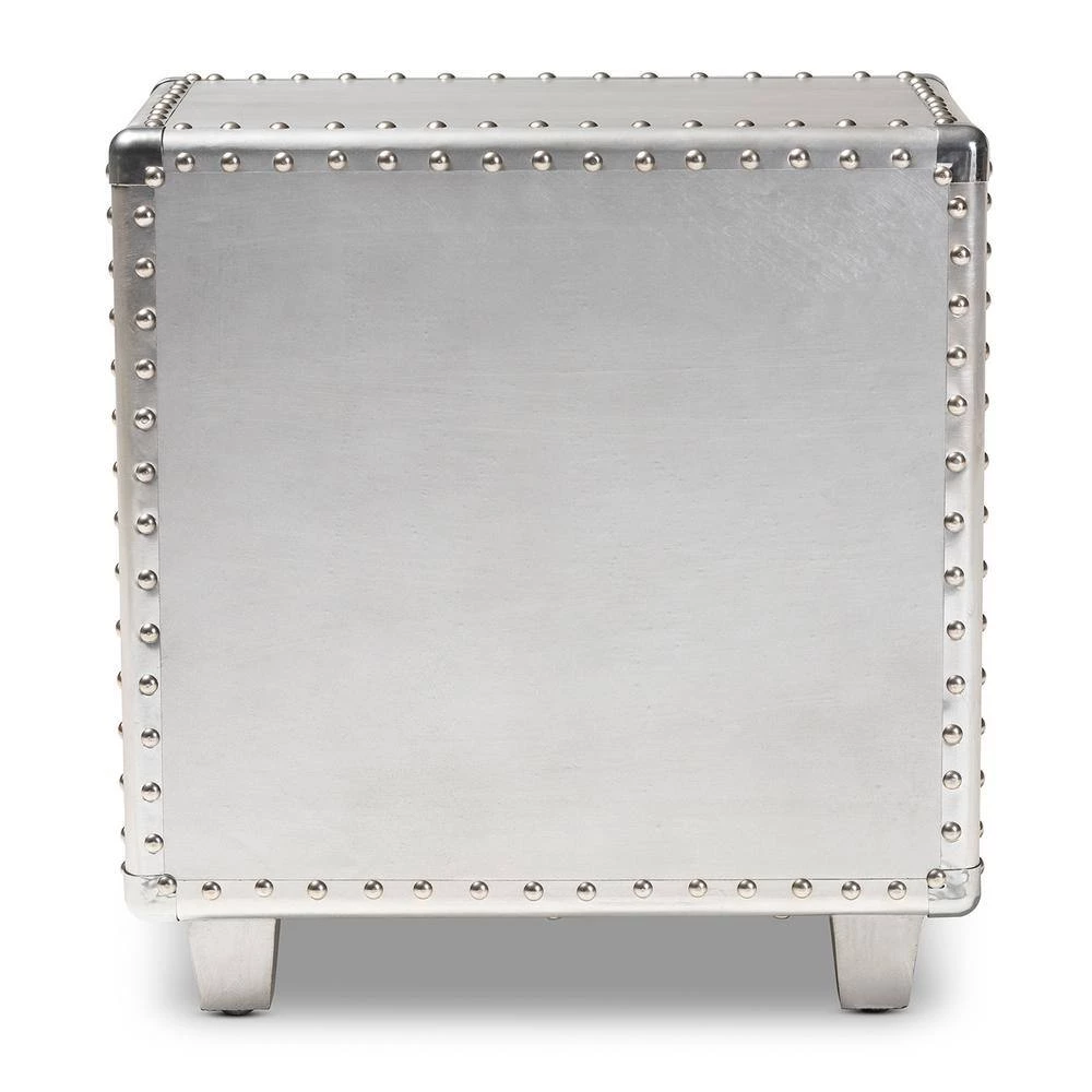 Davet 2-Drawer Silver Nightstand by Baxton Studio - Image 6