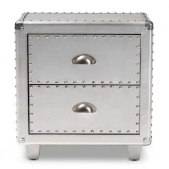 Davet 2-Drawer Silver Nightstand by Baxton Studio