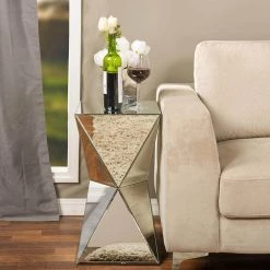 Rebecca Glam Silver Metallic Finished End Table by Baxton Studio