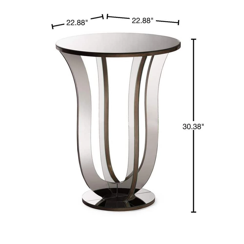 Kylie Glam Silver Metallic Finished End Table by Baxton Studio - Image 3