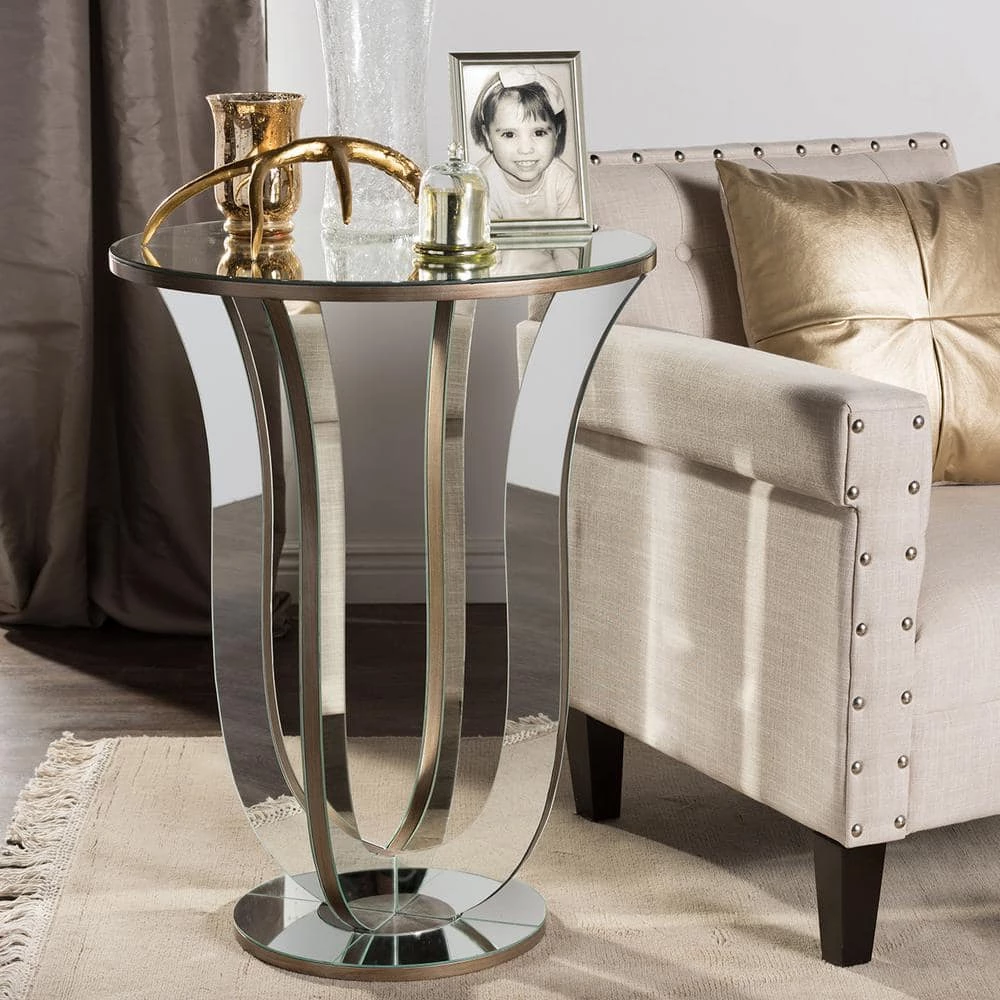 Kylie Glam Silver Metallic Finished End Table by Baxton Studio