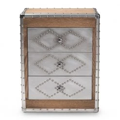 Audric Sliver and Golden Oak Storage Cabinet by Baxton Studio