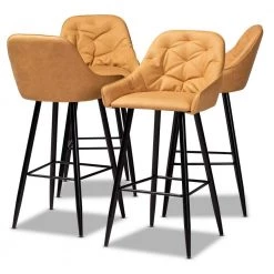 Catherine 29.5 in. Tan and Black Bar Stool (Set of 4) by Baxton Studio