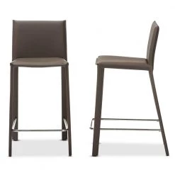 Crawford Taupe Faux Leather Upholstered 2-Piece Counter Stool Set by Baxton Studio