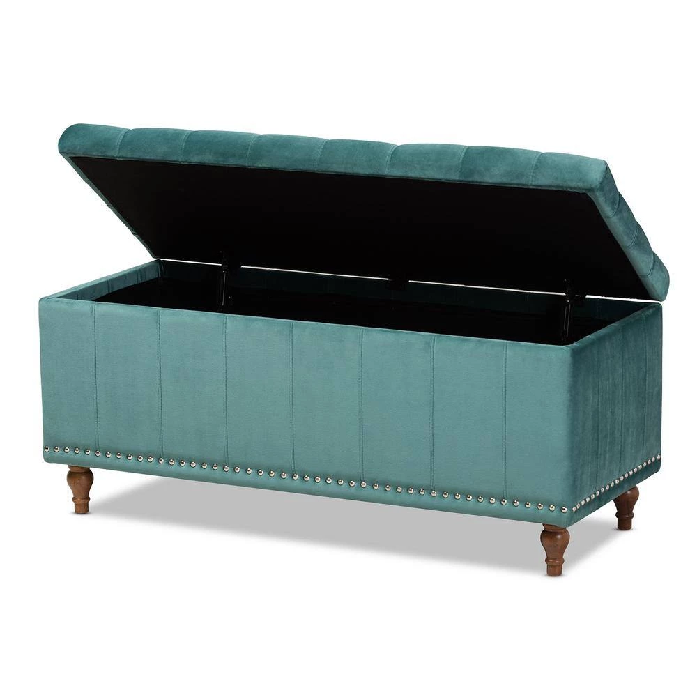 Kaylee Teal Blue Storage Ottoman Bench by Baxton Studio - Image 4
