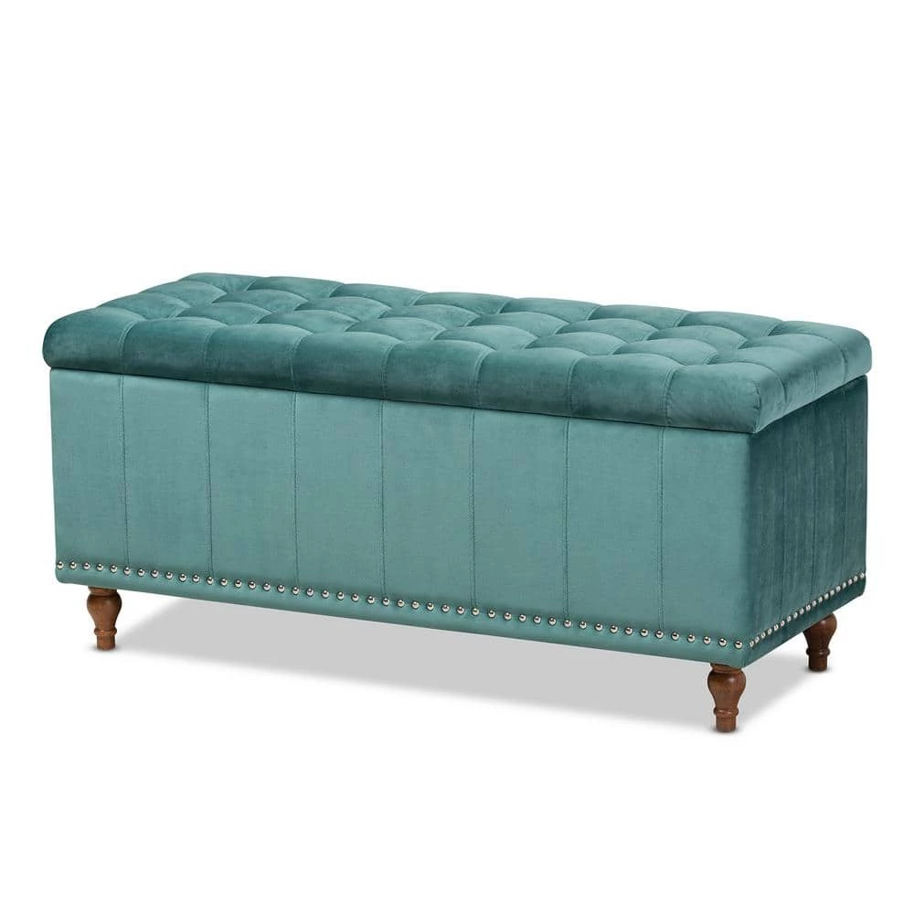 Kaylee Teal Blue Storage Ottoman Bench by Baxton Studio