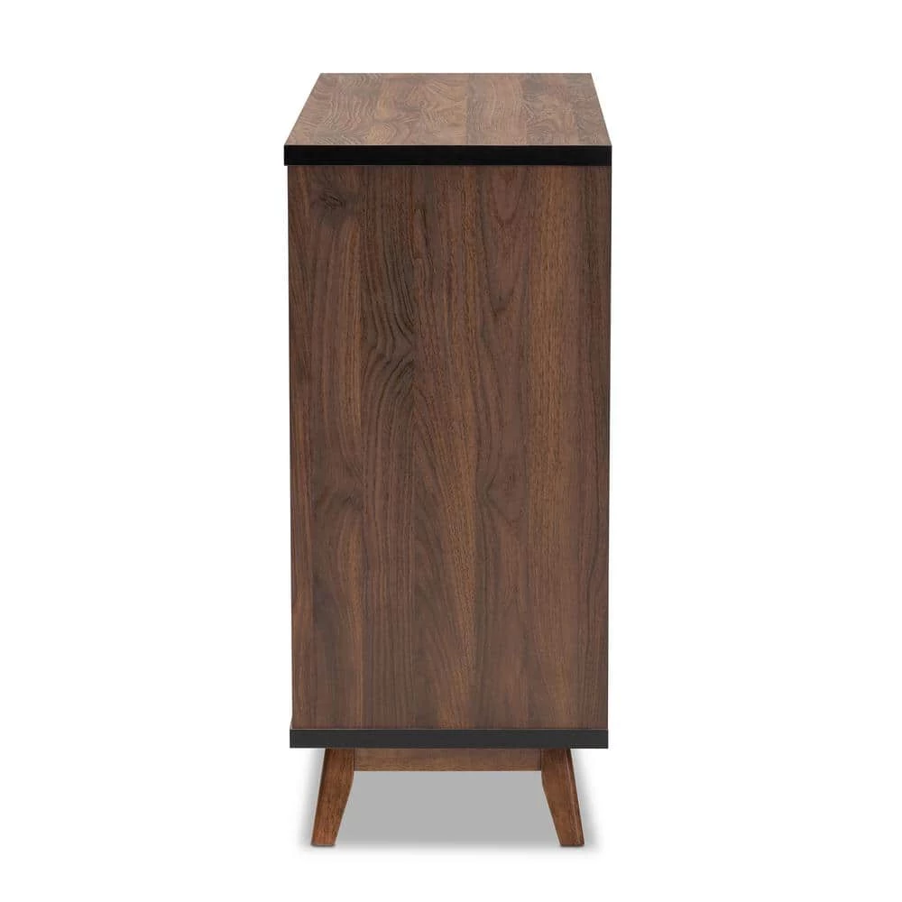 Margo 6-Bottle Walnut and Black Wine Cabinet by Baxton Studio - Image 6