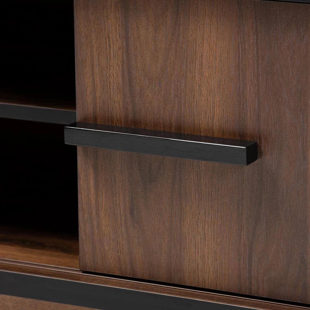 Margo 6-Bottle Walnut and Black Wine Cabinet by Baxton Studio - Image 7
