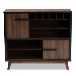 Margo 6-Bottle Walnut and Black Wine Cabinet by Baxton Studio