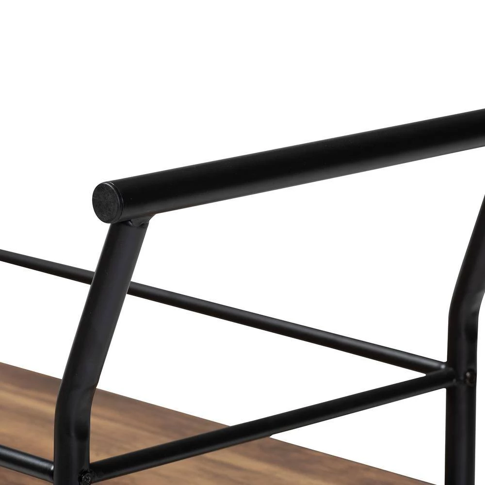 Valora Walnut and Black Wine Cart by Baxton Studio - Image 5