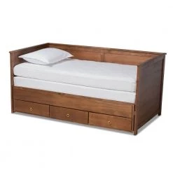 Thomas Walnut with Storage Twin to King Expandable Daybed by Baxton Studio