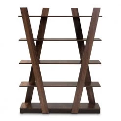 Michio Walnut Etagere Bookcase by Baxton Studio