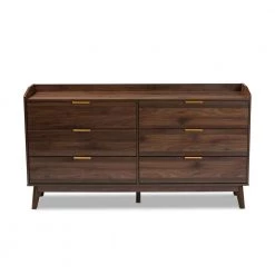 Lena 6-Drawer Walnut Dresser by Baxton Studio