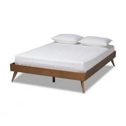 Lissette Walnut Queen Platform Bed Frame by Baxton Studio