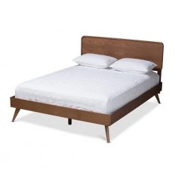 Demeter Walnut Queen Platform Bed by Baxton Studio