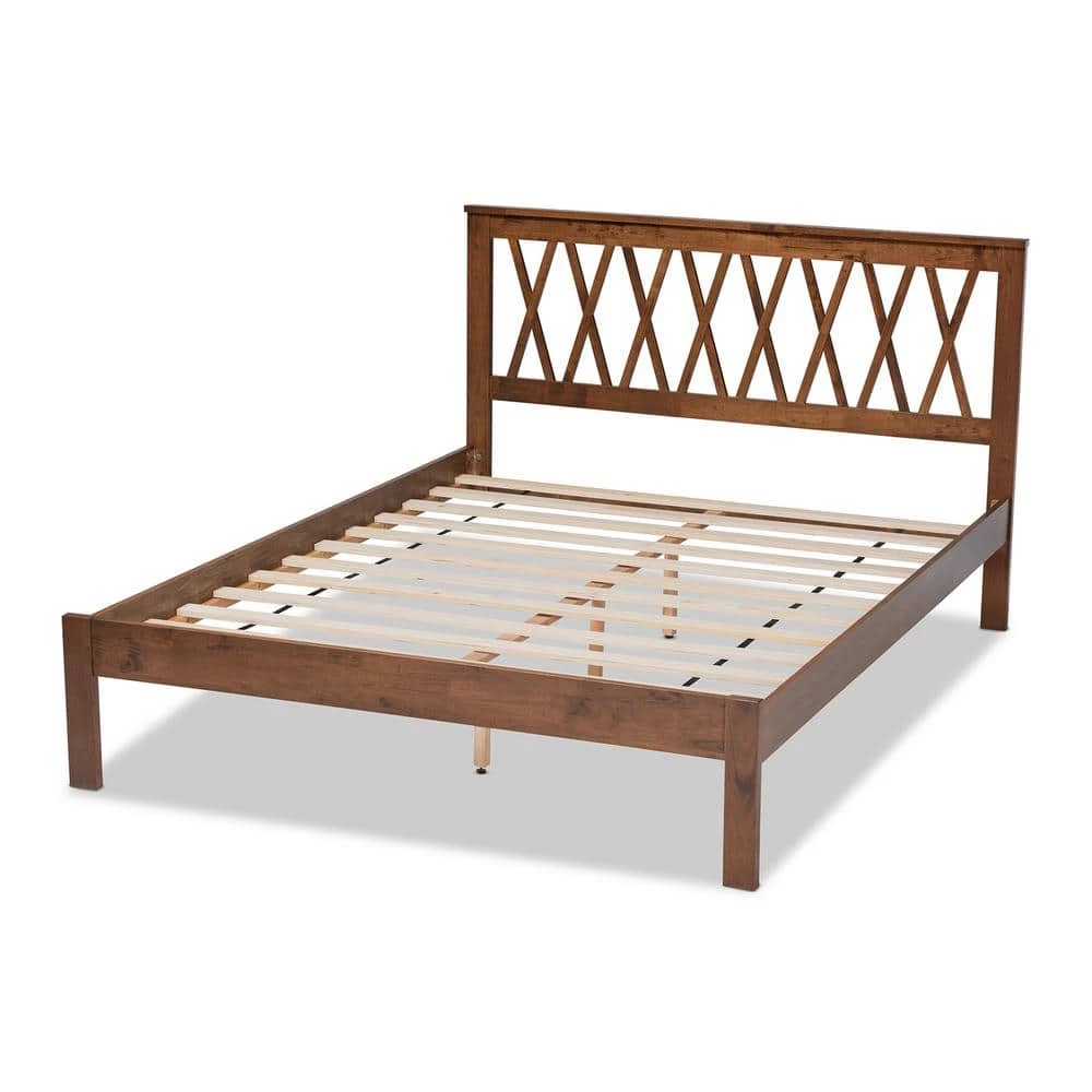 Malene Walnut Queen Platform Bed by Baxton Studio