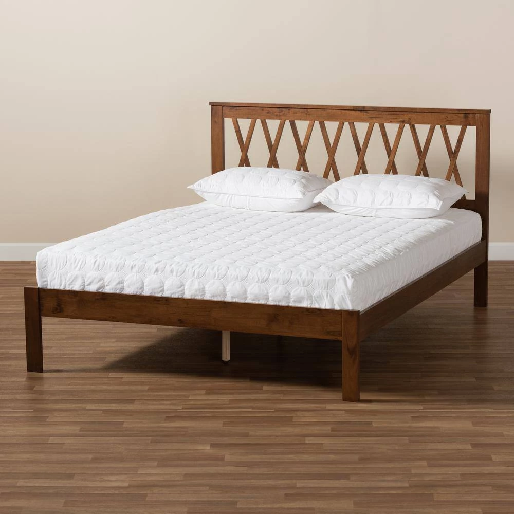 Malene Walnut Queen Platform Bed by Baxton Studio - Image 7