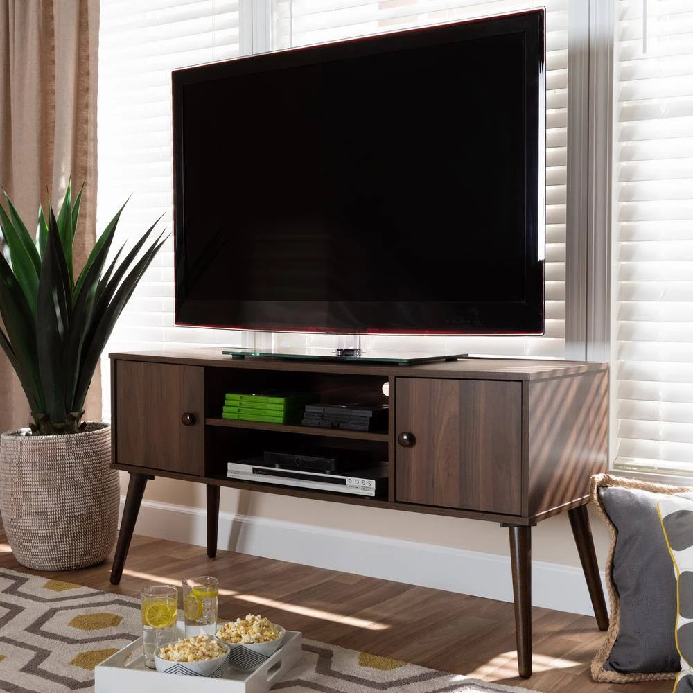 Alard Walnut Modern TV Stand by Baxton Studio - Image 9