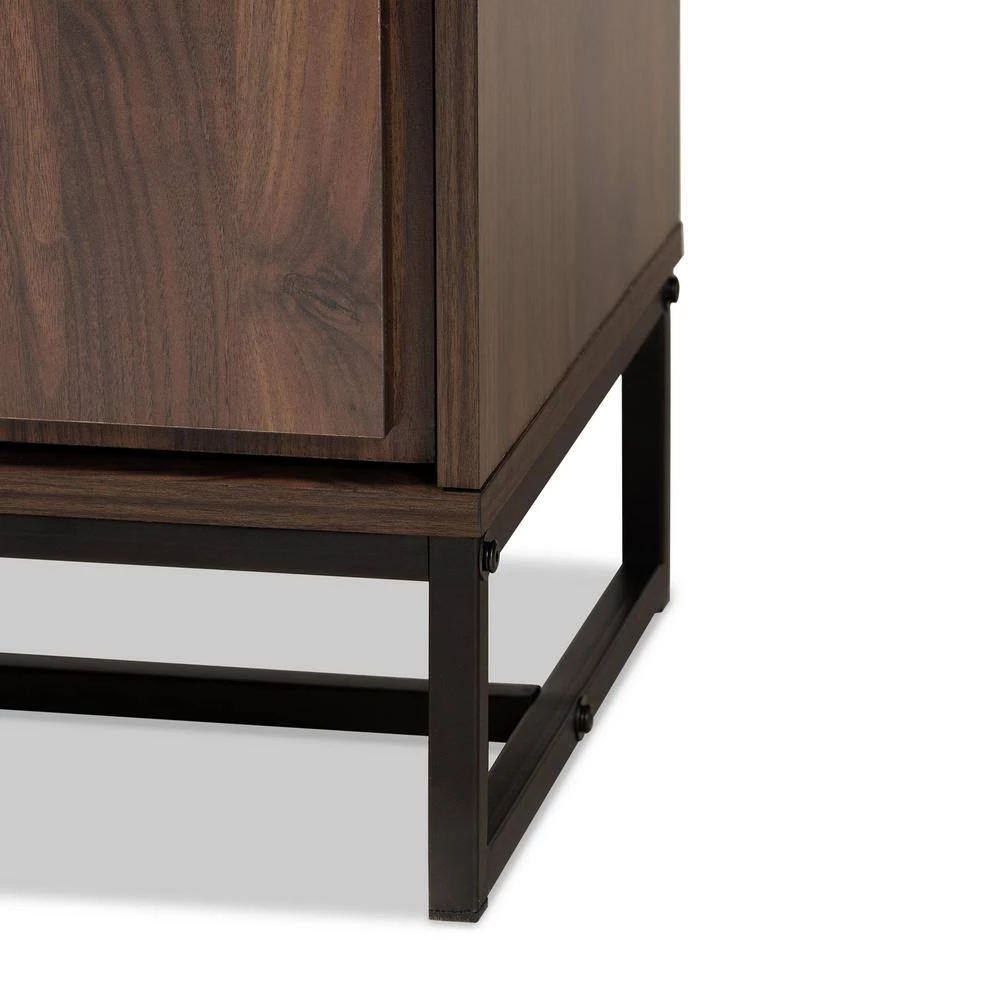 Neil Walnut Brown and Black Storage Cabinet by Baxton Studio - Image 7