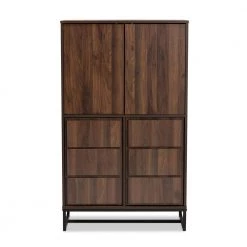 Neil Walnut Brown and Black Storage Cabinet by Baxton Studio