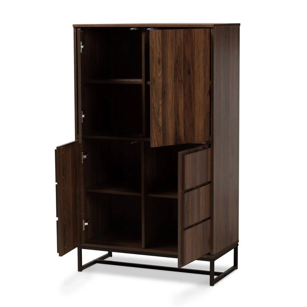Neil Walnut Brown and Black Storage Cabinet by Baxton Studio - Image 3