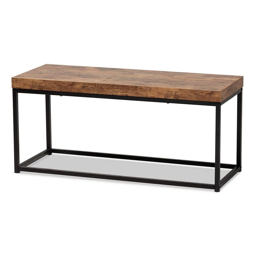 Bardot Brown Bench (17.7 in. H x 39.4 in. W x 15.7 in. D) by Baxton Studio - Image 2