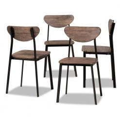 Ornette Walnut Brown and Black Dining Chair (Set of 4) by Baxton Studio