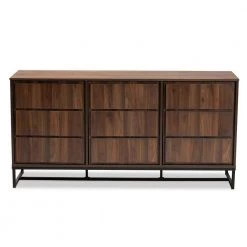 Neil Walnut Brown and Black Sideboard by Baxton Studio