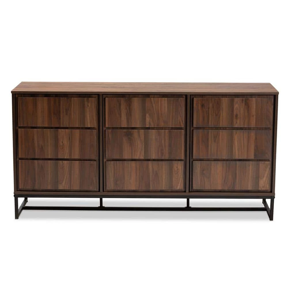 Neil Walnut Brown and Black Sideboard by Baxton Studio