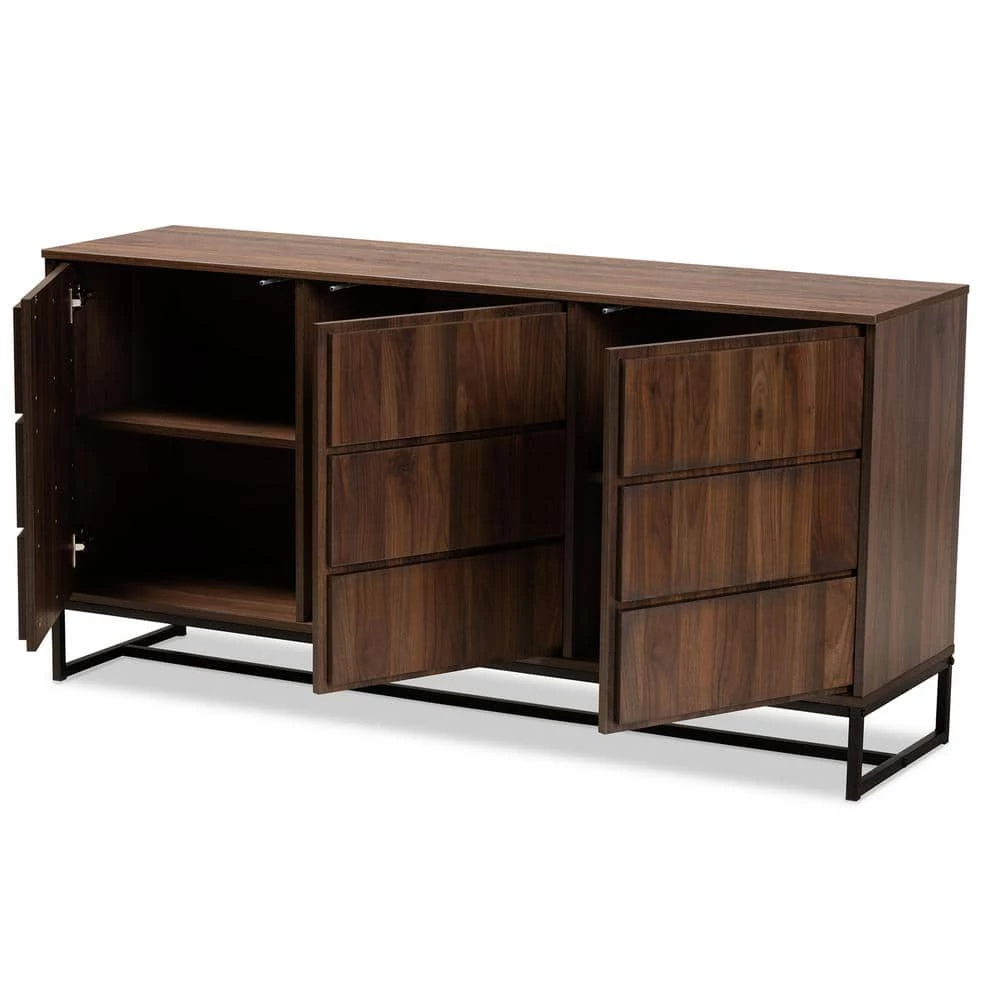 Neil Walnut Brown and Black Sideboard by Baxton Studio - Image 3