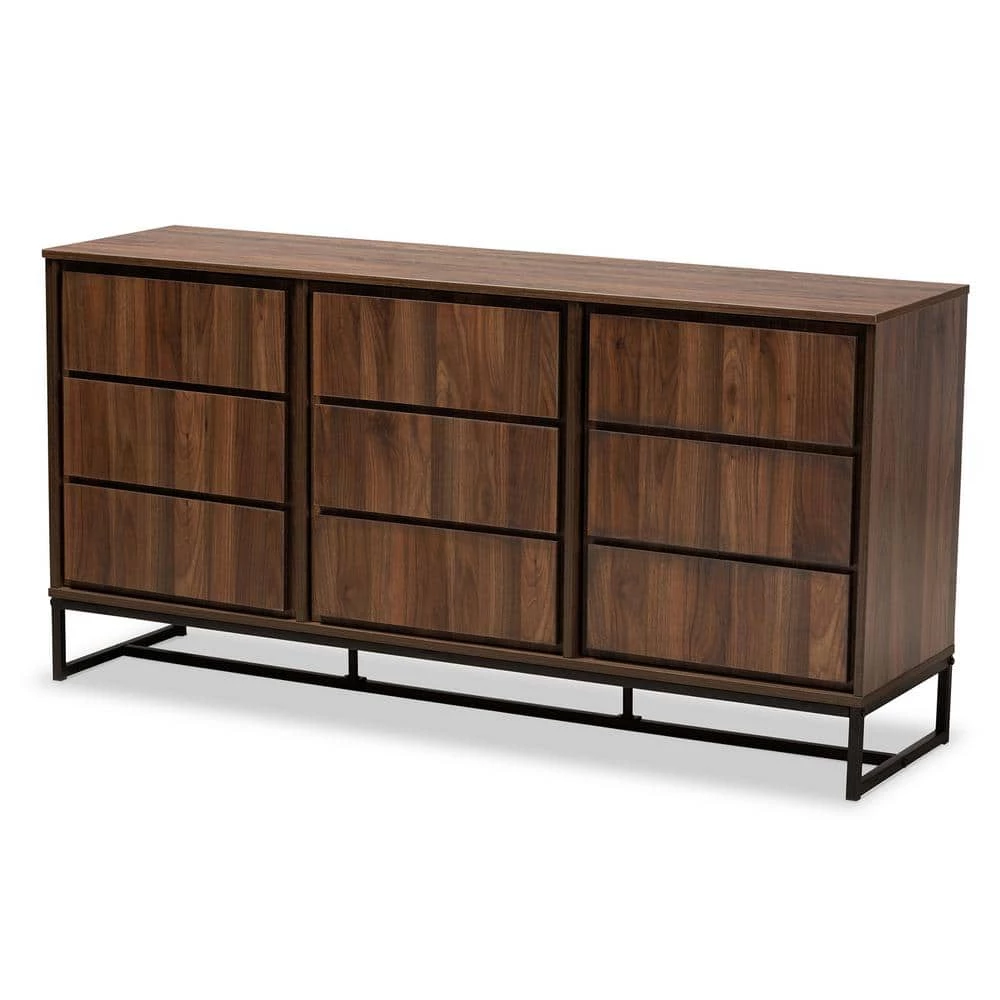 Neil Walnut Brown and Black Sideboard by Baxton Studio - Image 2