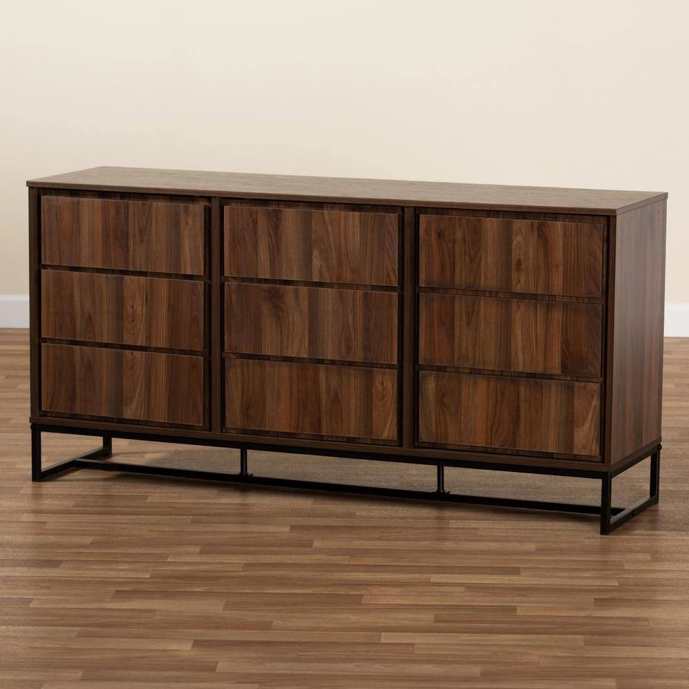 Neil Walnut Brown and Black Sideboard by Baxton Studio - Image 7