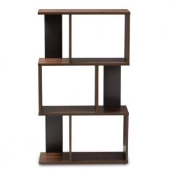 40.2 in. Walnut Brown/Dark Gray Wood 3-shelf Accent Bookcase with Open Back by Baxton Studio