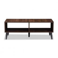 Pierre 40 in. Walnut/Dark Gray Medium Rectangle Wood Coffee Table with Shelf by Baxton Studio
