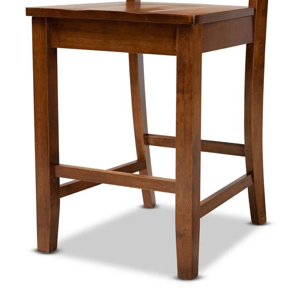 Nicolette 24.2 in. Walnut Brown Counter Stool (Set of 2) by Baxton Studio - Image 5