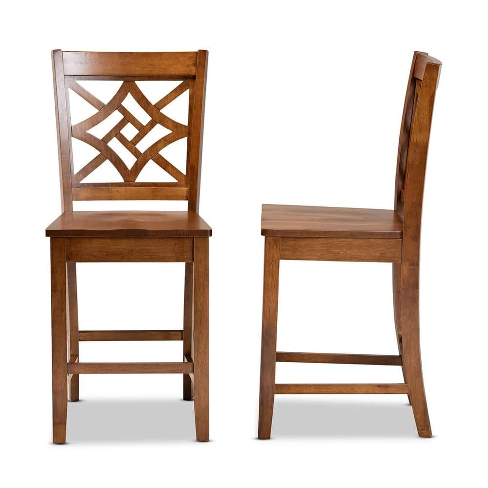 Nicolette 24.2 in. Walnut Brown Counter Stool (Set of 2) by Baxton Studio - Image 3