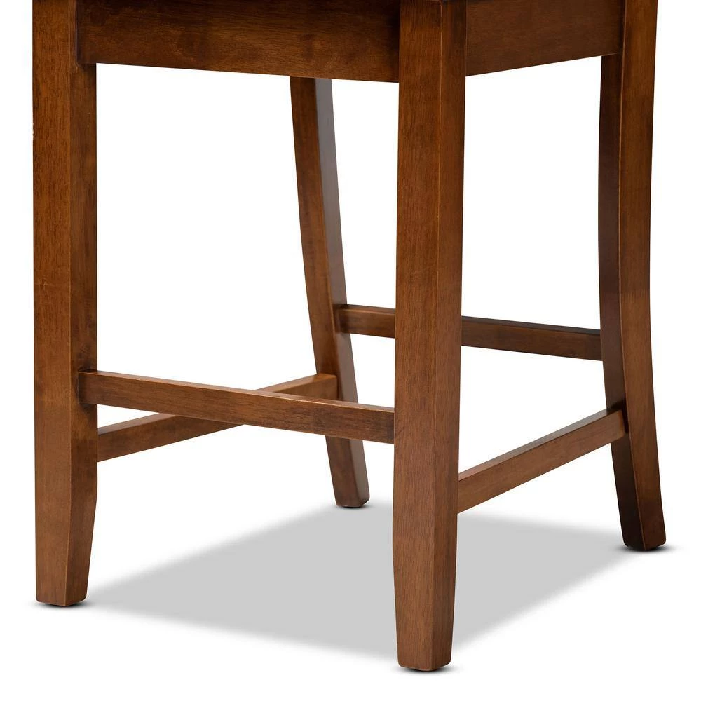 Caron 42.5 in. Walnut Brown Low Back Wood Counter Height Bar Stool by Baxton Studio - Image 5