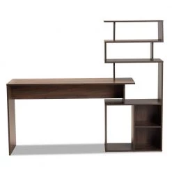 Foster 63 in. Walnut Brown Computer Desk by Baxton Studio