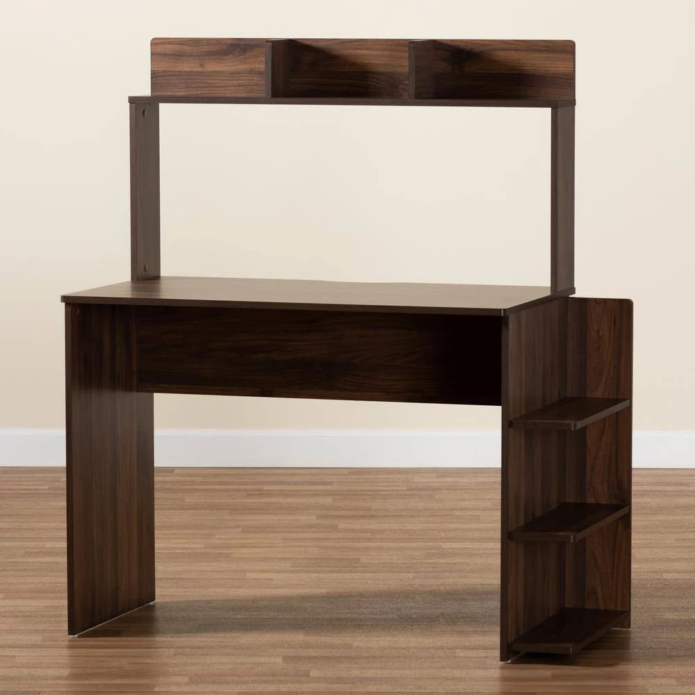 Garnet 45 in. Walnut Brown Computer Desk by Baxton Studio - Image 5
