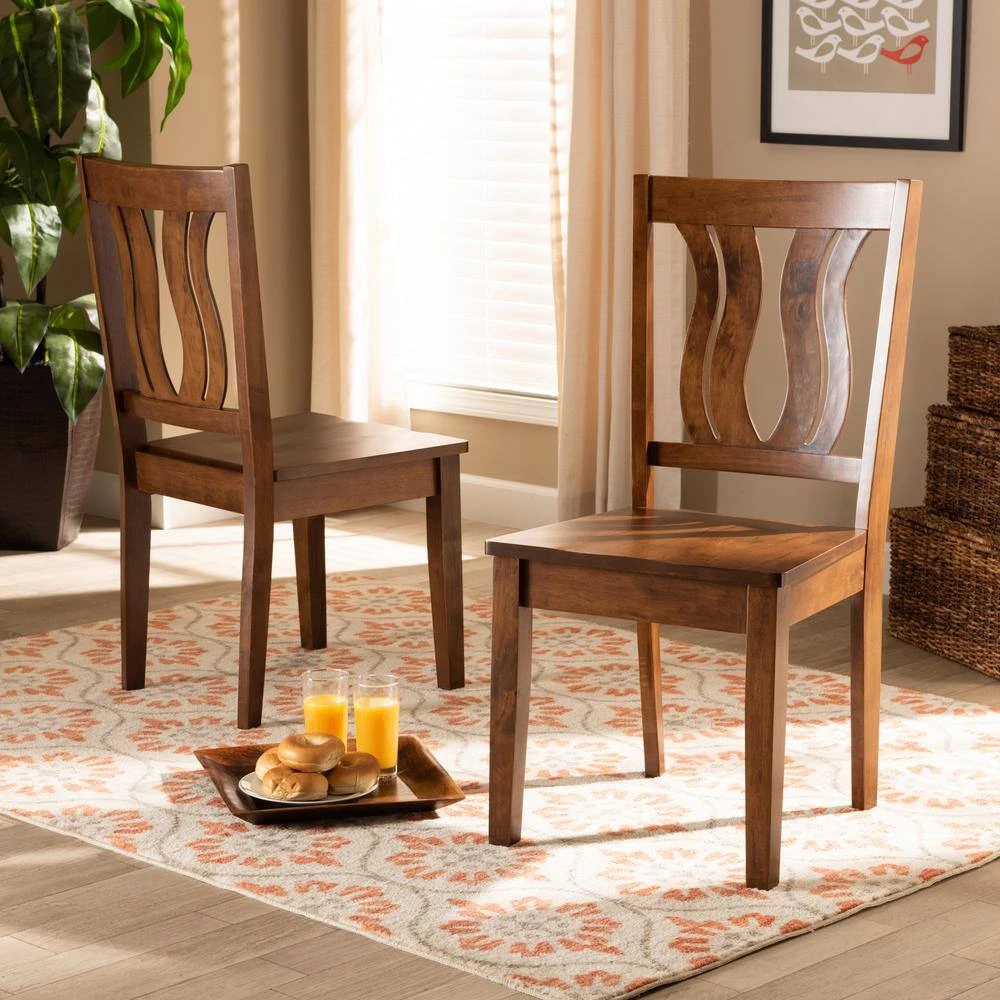 Fenton Walnut Brown Solid Wood Dining Chair (Set of 2) by Baxton Studio - Image 7