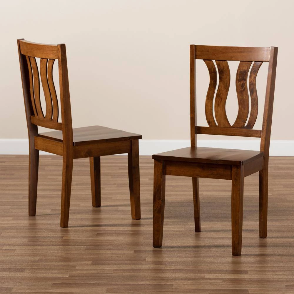 Fenton Walnut Brown Solid Wood Dining Chair (Set of 2) by Baxton Studio - Image 6