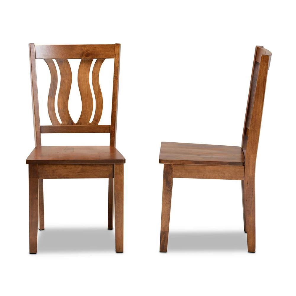 Fenton Walnut Brown Solid Wood Dining Chair (Set of 2) by Baxton Studio - Image 3