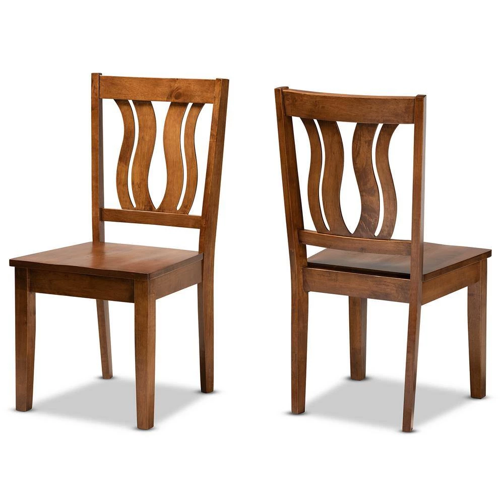 Fenton Walnut Brown Solid Wood Dining Chair (Set of 2) by Baxton Studio - Image 2