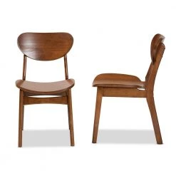 Katya Walnut Brown Dining Chair (Set of 2) by Baxton Studio