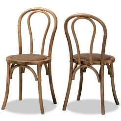 Dacian Walnut Brown Dining Chair (Set of 2) by Baxton Studio