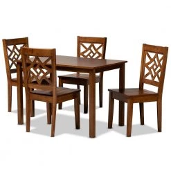Nicolette 5-Piece Walnut Brown Dining Set by Baxton Studio