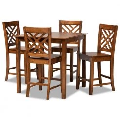 Caron 5-Piece Walnut Brown Pub Set by Baxton Studio