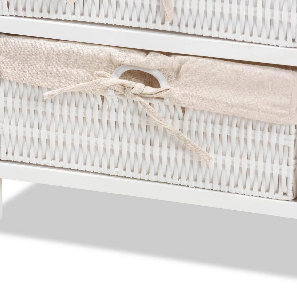 Madelia White and Beige 1-Drawer Storage Unit by Baxton Studio - Image 6