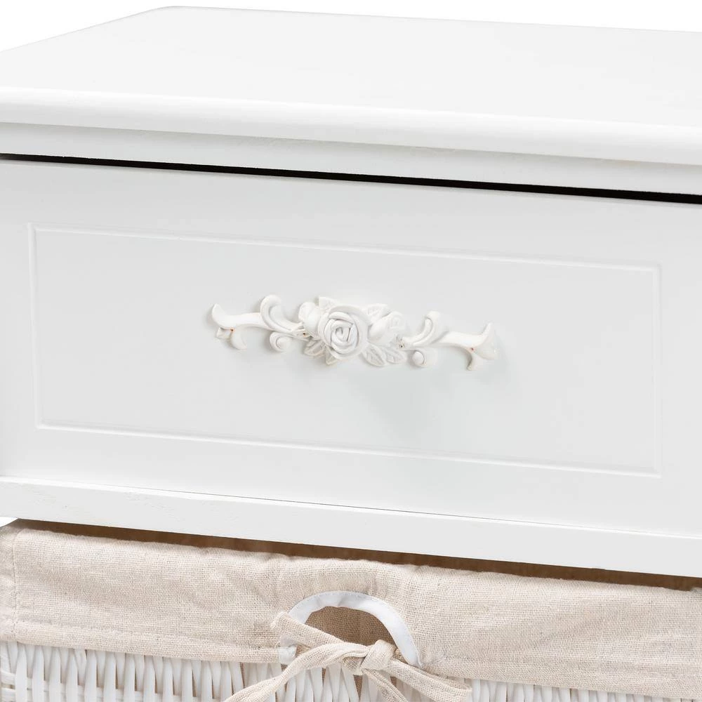 Madelia White and Beige 1-Drawer Storage Unit by Baxton Studio - Image 5