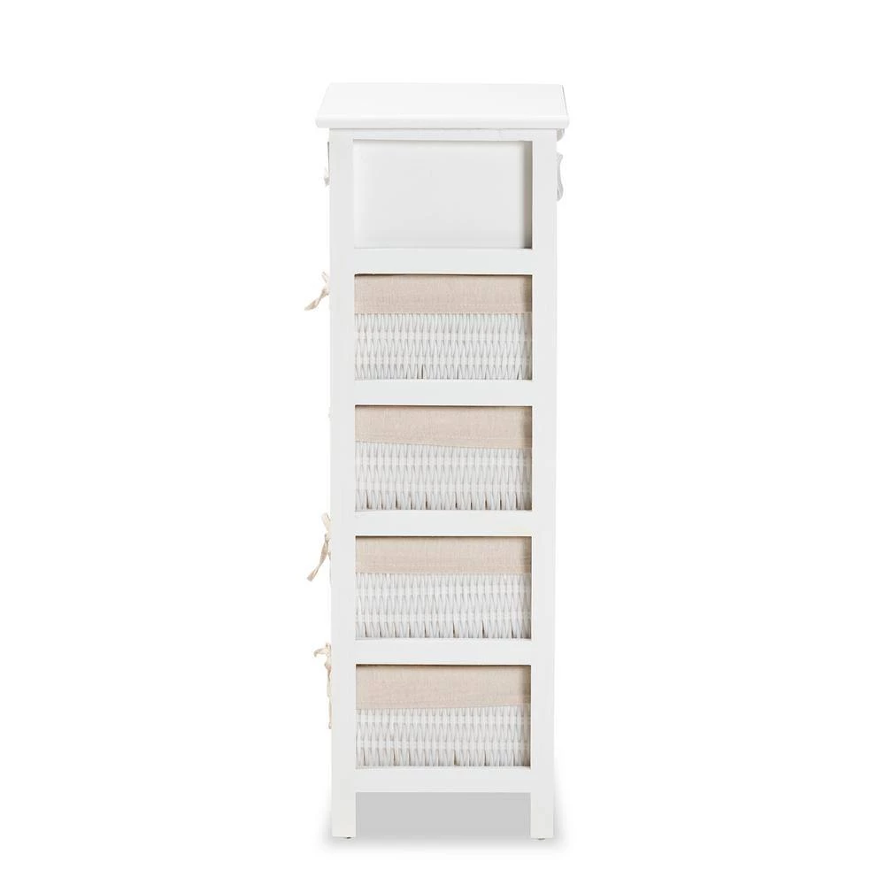 Madelia White and Beige 1-Drawer Storage Unit by Baxton Studio - Image 4